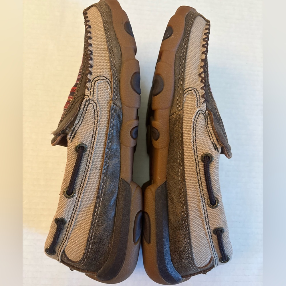 Twisted X Women’s Moc Toe Slip On Shoes Brown Canvas Western Size 7.5 Boho - Picture 8 of 11